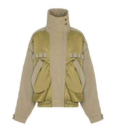 Balmain Cotton-blend Twill Bomber Jacket In Green