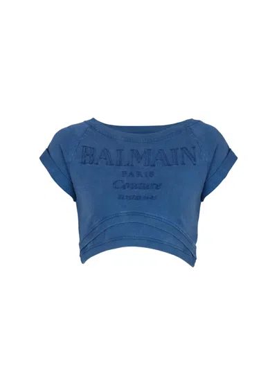 Balmain Couture Embroidered T-shirt In Blue
