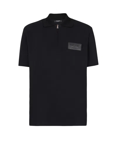 Balmain Cotton Polo Shirt In Black