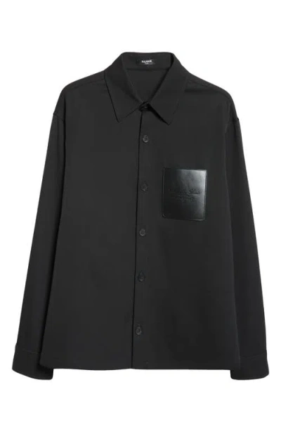 BALMAIN BALMAIN COUTURE LABEL GRAIN DE POUDRE BUTTON-UP OVERSHIRT
