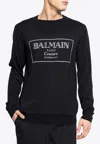 Balmain Couture Label Jacquard Wool Sweater In Black