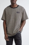 Balmain Grey T-shirt With Logo Applied On The Chest And All-over Labyrinth Motif In Cotton Man In Black