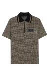 Balmain Labyrinth Polo Shirt With Jacquard Effect In Black