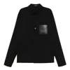 Balmain Men Black Shirt With Classic Collar And Logo Detail On The Pocket In Wool Stretch Man In Black