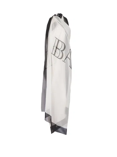 Balmain Couture Printed Two-tone Beach Wrap In White