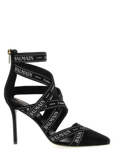 Balmain Couture Ribbon-print Pumps In Black