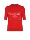 Balmain Couture Two-tone Knit Top In Red