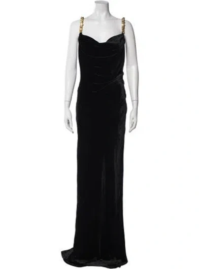Pre-owned Balmain Cowl Neck Long Dress In Black