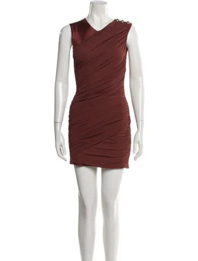 Pre-owned Balmain Cowl Neck Mini Dress In Brown