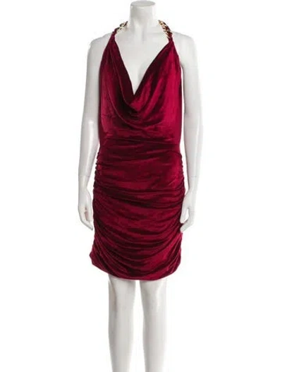 Pre-owned Balmain Cowl Neck Mini Dress In Red
