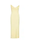 Balmain Long Strappy Dress In Silk Satin In Yellow