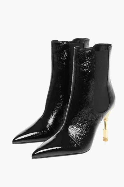 Balmain Patent Leather Ankle Boots In Black