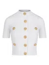 Balmain Short Sleeve Buttoned Pocket Knit Cardigan In White