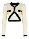 Balmain Wool Blend Cropped Cardigan In Cream