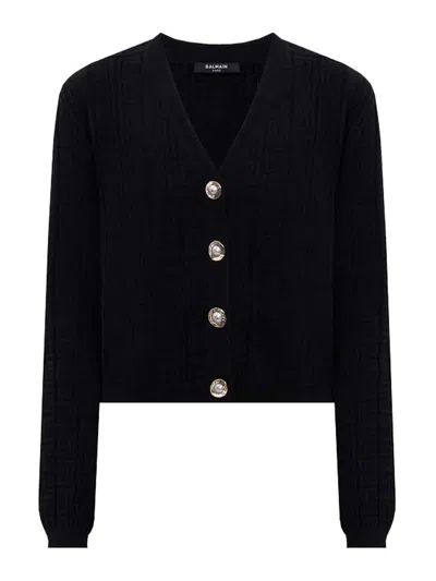 Balmain Classic Short Cardigan In Black