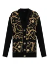 Balmain Chain Print Silk And Wool Cardigan In Black