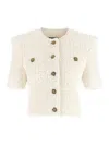 Balmain Cardigan Tweed Plumetis Sweaters And Cardigans White In White