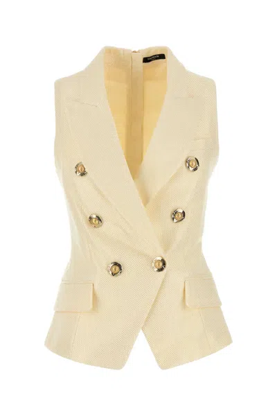 Balmain Cream Jacquard Vest