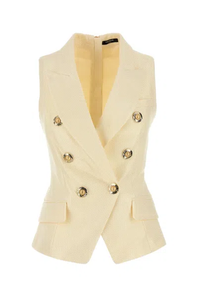 Balmain Cream Jacquard Vest