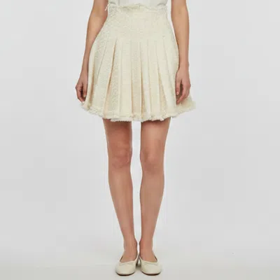 Pre-owned Balmain Cream Tweed Pleated Mini Skirt S