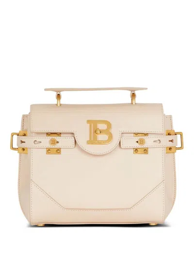 Balmain Cream White Leather B-buzz 23 Handbag For Women In Ss24 In Nude