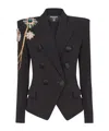 Balmain Crepe 6-button Jacket With Embroidered Patches