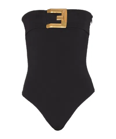 BALMAIN CREPE BUSTIER BODYSUIT WITH BELT DETAIL
