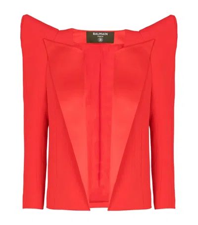 BALMAIN CREPE CROPPED BLAZER