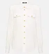 Balmain Silk Shirt With Padded Shoulders In White