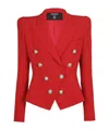 Balmain Double-breasted Cropped Blazer In Red