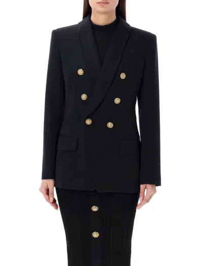 Balmain Crepe Jacket With A Scarf Collar In Black
