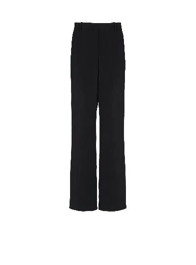 Balmain Crepe Loose-fit Trousers In Black