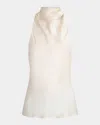 Balmain Crepe Satin Halter Cowl-neck Top In Sand
