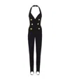 Balmain Crepe Texture Halterneck Jumpsuit With Button Detailing In Black
