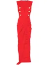 Balmain Crepe Tailored Maxi Dress In Red