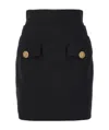 Balmain Crepe Virgin Wool Mini Skirt In Black