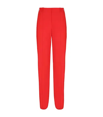 Balmain Crepe Wide-leg Trousers In Red