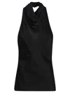 Balmain Crepe Satin Halter Cowl-neck Top In Black