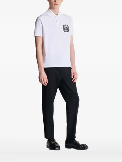 Balmain Crest-embellished Polo Shirt In Multi