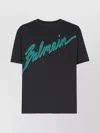 Balmain Black Crewneck T-shirt With Logo Lettering Print On The Front In Cotton Man In Black