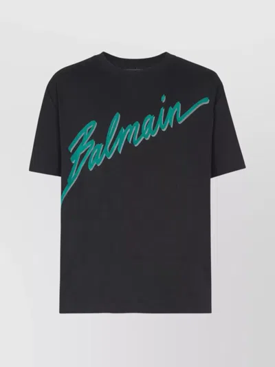 BALMAIN CREW NECK FLOCKED LETTER T-SHIRT
