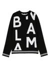 Balmain Crew-neck Logo-intarsia Jumper In Black