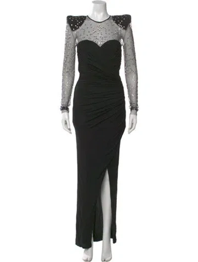 Pre-owned Balmain Crew Neck Long Dress In Black