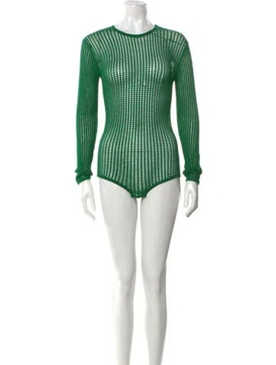 Pre-owned Balmain Crew Neck Long Sleeve Bodysuit In Green