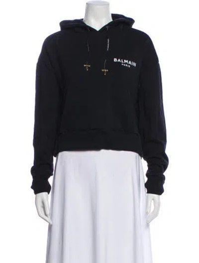 Pre-owned Balmain Crew Neck Long Sleeve Hoodie In Black