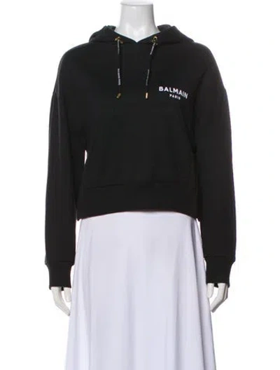 Pre-owned Balmain Crew Neck Long Sleeve Hoodie In Black