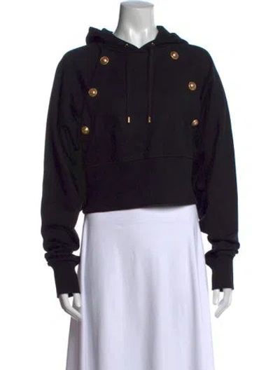 Pre-owned Balmain Crew Neck Long Sleeve Hoodie In Black