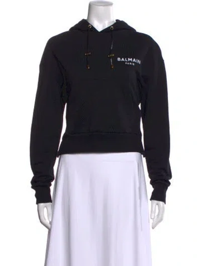 Pre-owned Balmain Crew Neck Long Sleeve Hoodie In Black