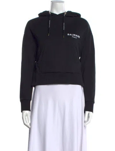 Pre-owned Balmain Crew Neck Long Sleeve Hoodie In Black
