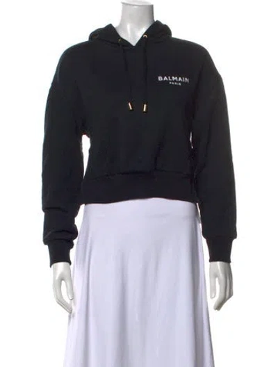 Pre-owned Balmain Crew Neck Long Sleeve Hoodie In Black